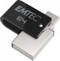   EMTEC Pendrive, 64GB, USB 2.0, USB-A/microUSB, EMTEC "T260B Mobile&Go"