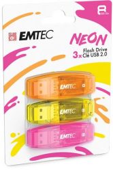 EMTEC Pendrive, 8GB, 3 db, USB 2.0, EMTEC "C410 Neon", narancs, citromsárga, rózsaszín EMTEC Pendrive, 8GB, 3 db, USB 2.0, EMTEC "C410 Neon", narancs, citromsárga, rózsaszín