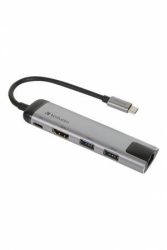 VERBATIM USB elosztó-HUB, USB-C/USB 3.0/HDMI/Ethernet, VERBATIM VERBATIM USB elosztó-HUB, USB-C/USB 3.0/HDMI/Ethernet, VERBATIM