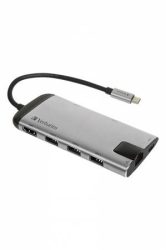 VERBATIM USB elosztó-HUB, USB-C/USB 3.0/HDMI/Ethernet/SD/microSD, VERBATIM VERBATIM USB elosztó-HUB, USB-C/USB 3.0/HDMI/Ethernet/SD/microSD, VERBATIM