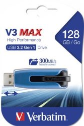 VERBATIM Pendrive, 128GB, USB 3.2, 175/80 MB/s, VERBATIM "V3 MAX", kék-fekete VERBATIM Pendrive, 128GB, USB 3.2, 175/80 MB/s, VERBATIM "V3 MAX", kék-fekete
