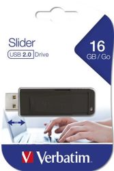 VERBATIM Pendrive, 16GB, USB 2.0, VERBATIM "Slider", fekete VERBATIM Pendrive, 16GB, USB 2.0, VERBATIM "Slider", fekete