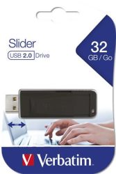 VERBATIM Pendrive, 32GB, USB 2.0, VERBATIM "Slider", fekete VERBATIM Pendrive, 32GB, USB 2.0, VERBATIM "Slider", fekete