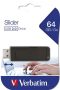   VERBATIM Pendrive, 64GB, USB 2.0, VERBATIM "Slider", fekete