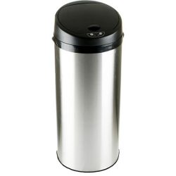 . Szenzoros szemetes, rozsdamentes acél, kör alakú, 30 l, ezüst-fekete . Szenzoros szemetes, rozsdamentes acél, kör alakú, 30 l, ezüst-fekete