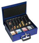 WEDO Pénzkazetta, Euro bankjegyekhez és érmékhez, 35,5x27,5x10 cm, WEDO "UNIVERSA", kék WEDO Pénzkazetta, Euro bankjegyekhez és érmékhez, 35,5x27,5x10 cm, WEDO "UNIVERSA", kék