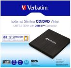VERBATIM CD/DVD író, vékony, fém ház, USB 3.2 - USB-C, VERBATIM VERBATIM CD/DVD író, vékony, fém ház, USB 3.2 - USB-C, VERBATIM