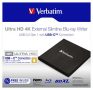   VERBATIM Blu-ray író, (külső meghajtó), 4K Ultra HD, USB 3.1 GEN 1 USB-C, VERBATIM "Slimline"