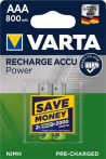 VARTA Tölthető elem, AAA mikro, 2x800 mAh, előtöltött, VARTA "Power" VARTA Tölthető elem, AAA mikro, 2x800 mAh, előtöltött, VARTA "Power"