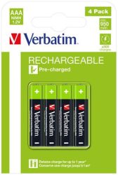 VERBATIM Tölthető elem, AAA mikro, 4x950 mAh, VERBATIM VERBATIM Tölthető elem, AAA mikro, 4x950 mAh, VERBATIM