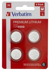 VERBATIM Gombelem, CR2032, 4 db, VERBATIM "Premium" VERBATIM Gombelem, CR2032, 4 db, VERBATIM "Premium"