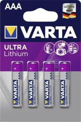 VARTA Elem, AAA mikro, 4 db, lítium, VARTA "Ultra Lithium" VARTA Elem, AAA mikro, 4 db, lítium, VARTA "Ultra Lithium"