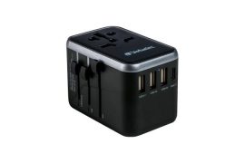 VERBATIM Utazóadapter, univerzális, USB-A(QC 3.0)/USB-C(PD61W)2xUSB, VERBATIM "UTA-04" VERBATIM Utazóadapter, univerzális, USB-A(QC 3.0)/USB-C(PD61W)2xUSB, VERBATIM "UTA-04"
