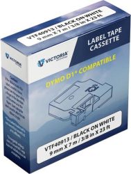VICTORIA TECHNOLOGY Feliratozógép szalag, 9 mm x 7 m, VICTORIA TECHNOLOGY, fehér-fekete VICTORIA TECHNOLOGY Feliratozógép szalag, 9 mm x 7 m, VICTORIA TECHNOLOGY, fehér-fekete