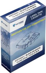 VICTORIA TECHNOLOGY Feliratozógép szalag, 12 mm x 8 m, VICTORIA TECHNOLOGY, fehér-fekete VICTORIA TECHNOLOGY Feliratozógép szalag, 12 mm x 8 m, VICTORIA TECHNOLOGY, fehér-fekete