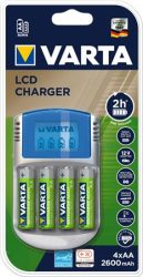VARTA Elemtöltő, AA ceruza/AAA mikro, 4x2600 mAh AA, LCD kijelző, 12V USB, VARTA VARTA Elemtöltő, AA ceruza/AAA mikro, 4x2600 mAh AA, LCD kijelző, 12V USB, VARTA