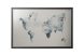 VICTORIA VISUAL Üzenőtábla, ezüst,  mágneses, 60x40 cm, fekete  fa keret,  VICTORIA VISUAL, "Világtérkép"
