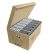 Archiváló konténer karton doboz fedeles 54x36x25cm, felfelé nyíló tetővel Fornax