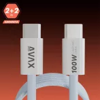 Avax CB610LB TÖLTŐKÁBEL USB-C 100W, MÁGNESES, KÉK