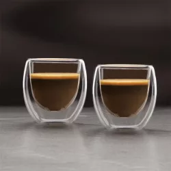 Family 57176H ÜVEGPOHÁR DUPLAFALÚ 80 ML 2 DB