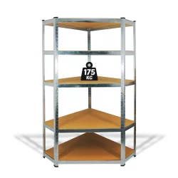 Globiz 10846 FÉMPOLC ÁLLVÁNY SAROK, 5 SZINTES, 180 X 90 X 30 CM