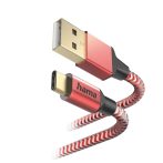   Hama 00201559 ADATKÁBEL USB TYPE-C "REFLECTIVE" 1,5M, PIROS