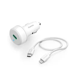 Hama 00201611 AUTÓS TÖLTŐ (PD) 20W+LIGHTNING - USB TYPE-C ADATKÁBEL