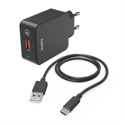 Hama 00201625 HÁLÓZATI TÖLTŐ SZETT "QC 3.0" USB -TYPE-C KÁBELLEL (19,5W)