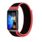   Mybandz 33512 TÉPŐZÁRAS SZÖVET ÓRASZÍJ/PIROS-FEKETE HUAWEI BAND 8