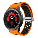   Mybandz 41719 LÉLEGZŐ MÁGNESZÁRAS SZILIKON ÓRASZÍJ GALAXY WATCH 5-6-7 /NARANCS-FEKETE 20MM