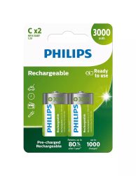Philips R14B2A300/10 ELEM TÖLTHETŐ R14 "C" 3000mAh 2-BLISZTER